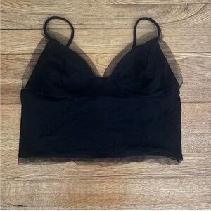 Black Mesh Cropped Going Out Top